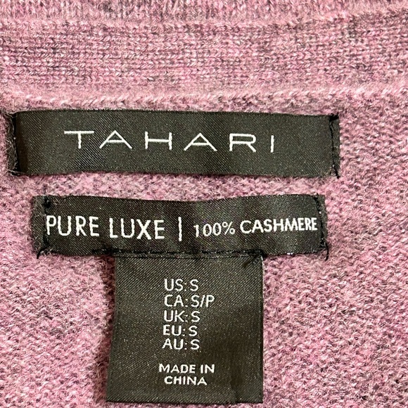 Tahari Purple Crew Neck Sweater with Elegant Texture  💯 CASHMERE - Picture 8 of 10